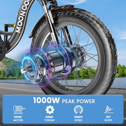 MOONCOOL Electric Tricycle Trike for Adults 350W 36V Removable Battery 24/26 Inches 7 Speeds 3 Wheels Electric Bikes Bicycle for Adults, Three Wheel Electric Cruiser Tricycle