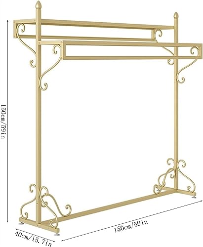 Heavy Duty Gold Clothing Rack For Boutique Use,Floor-standing Garment Racks,Sturdy Freestanding Coat Rack(47.2