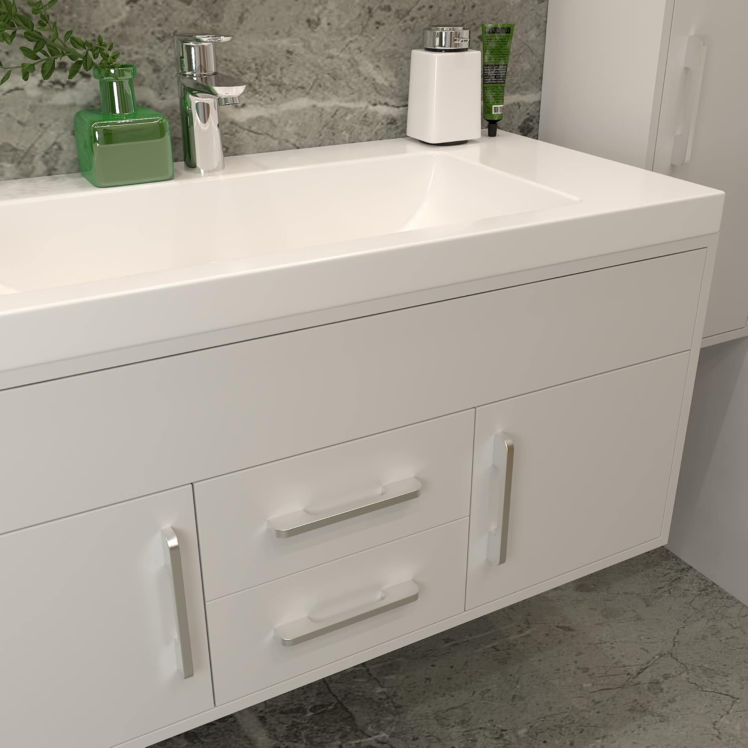 Kitchen Cabinet Furniture and Drawer Hardware Pulls Solid Aluminum Handles Extra Modern Silver Pack of 10,15,20,25,30,35,40,45,50 (6 5/16'' Hole Center, 45 Pack)