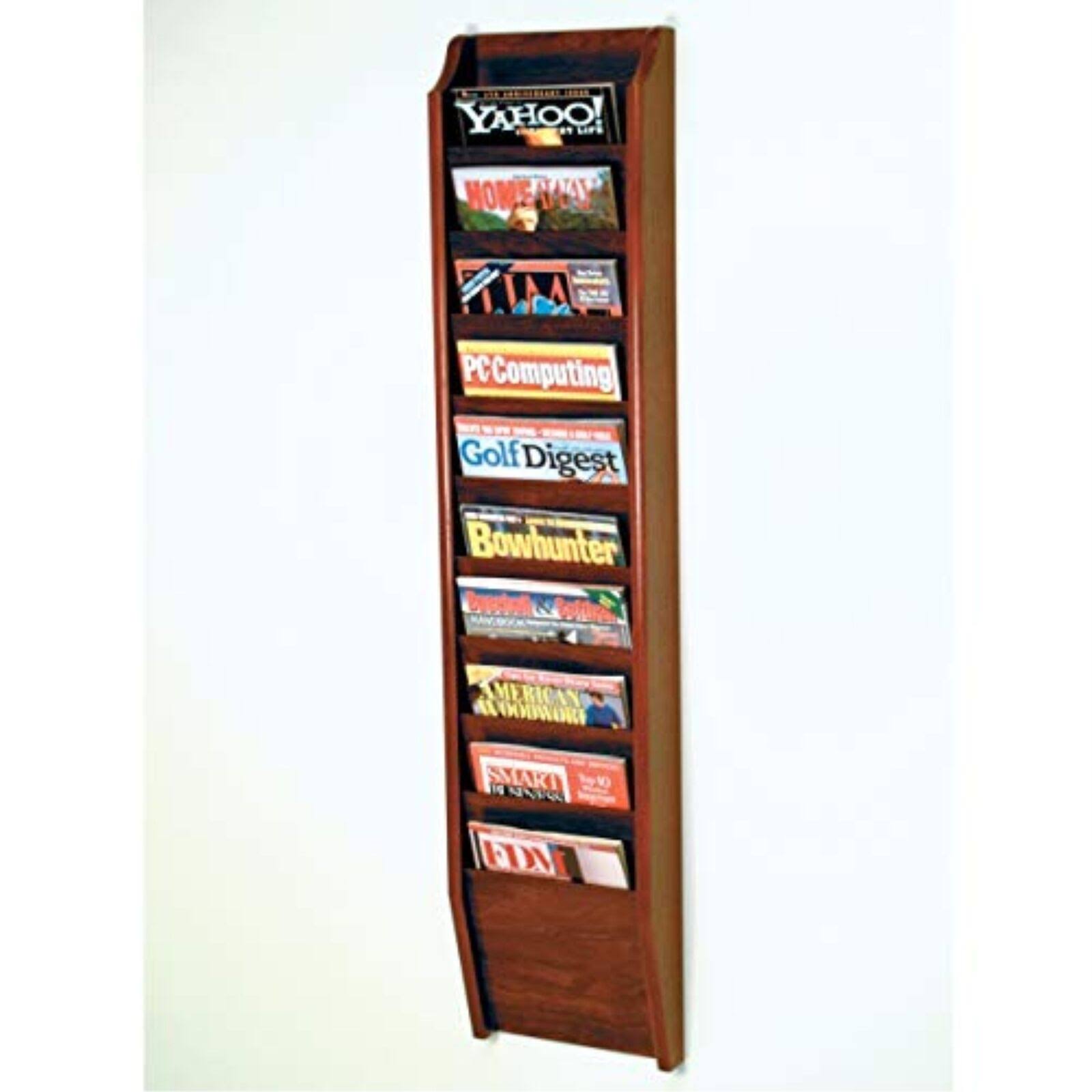 Wooden Mallet MR48-10BK Cascade 10 Pocket Magazine Rack - Black u0026 Mahogany