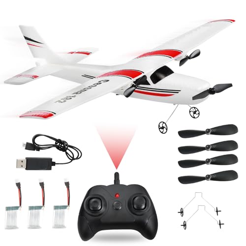 RC Airplane,RC Plane, 2.4GHz 2 Channels RTF RC Aircraft with 3-Axis Gyro for Beginner Easy to Speedy Fly Glider Toys with 2 Extra Batteries [ 3 Batteries ]