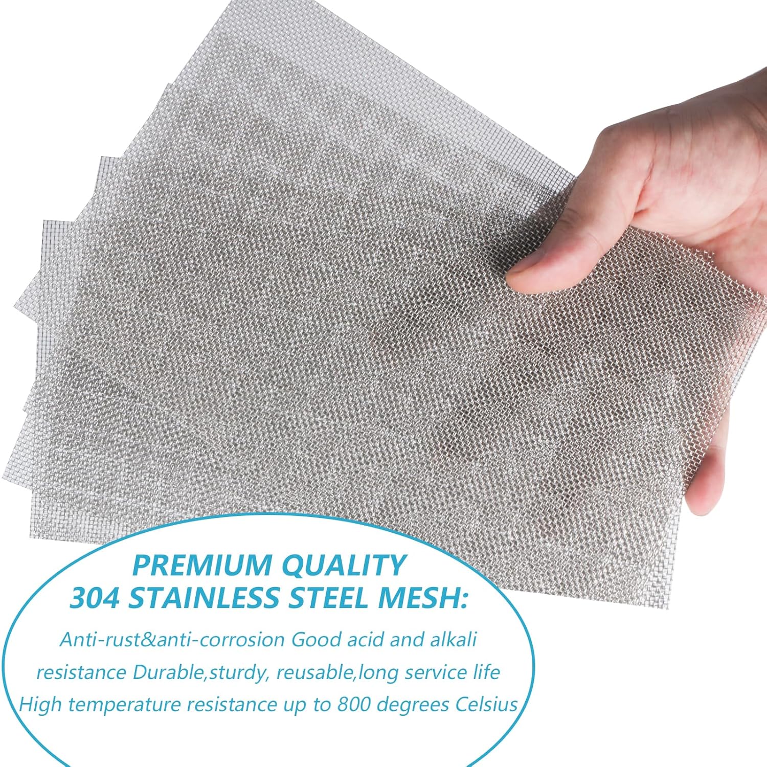 Stainless Steel Mesh Sheet, 5 Pcs 20 Mesh 304 Stainless Steel Woven Wire Mesh, 6