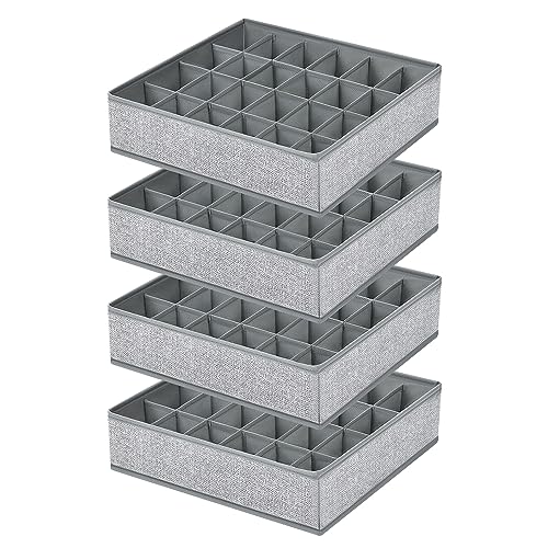 Sock Organizer 4 Pack, Large Sock Drawer Organizer Divider, Underwear Storage 24 Cell Closet Organizers and Storage for Wardrobes, Drawers. (Beige)