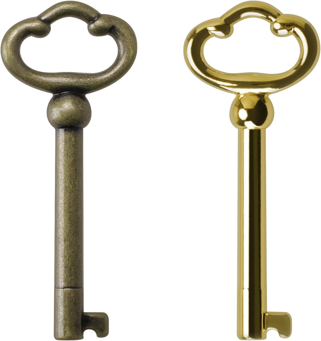 KY-2AB Universal Skeleton Key,Antique Brass Plated Hollow Barrel Skeleton Key for Cabinets,Curio,Jewelry Boxes,Desk and More(2 Pack)