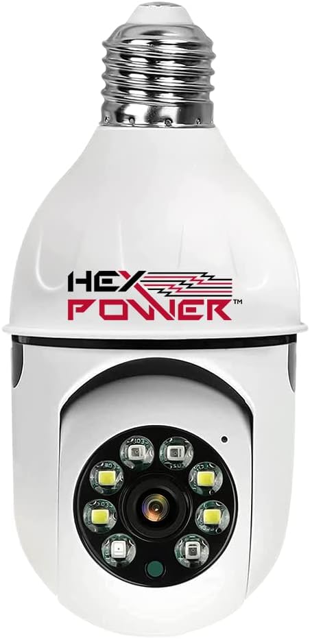 HEX662 Bulb WiFi Camera 360 Degree PTZ Panoramic IP Camera, 2.4GHz 1080P Smart Home Surveillance Cam with Motion Detection Alarm Night Vision Two Way Talk Indoor E27 Pack of 2