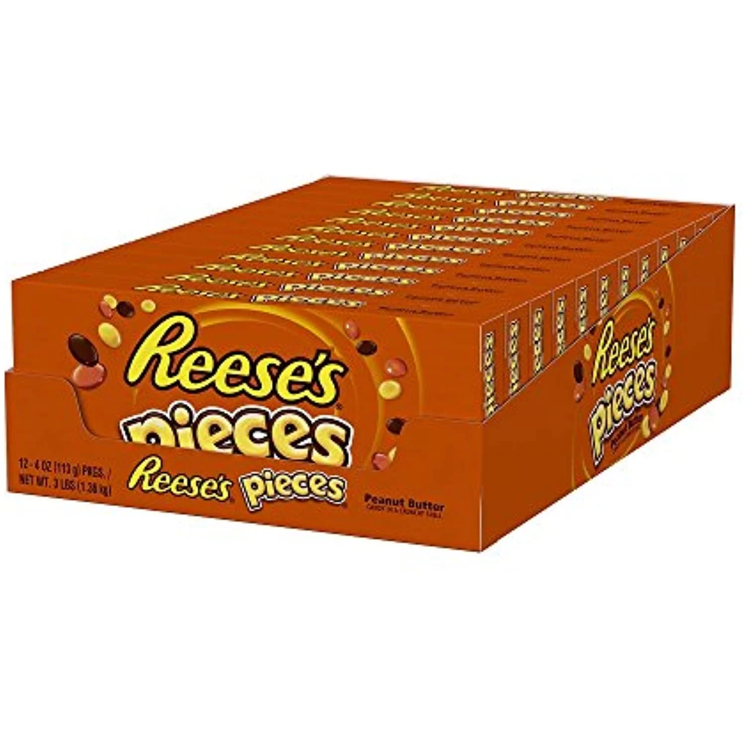 Reeses Pieces Candy, Peanut Butter Candy In A Crunchy Shell, 4.0 Ounce Box (Pack Of 12)