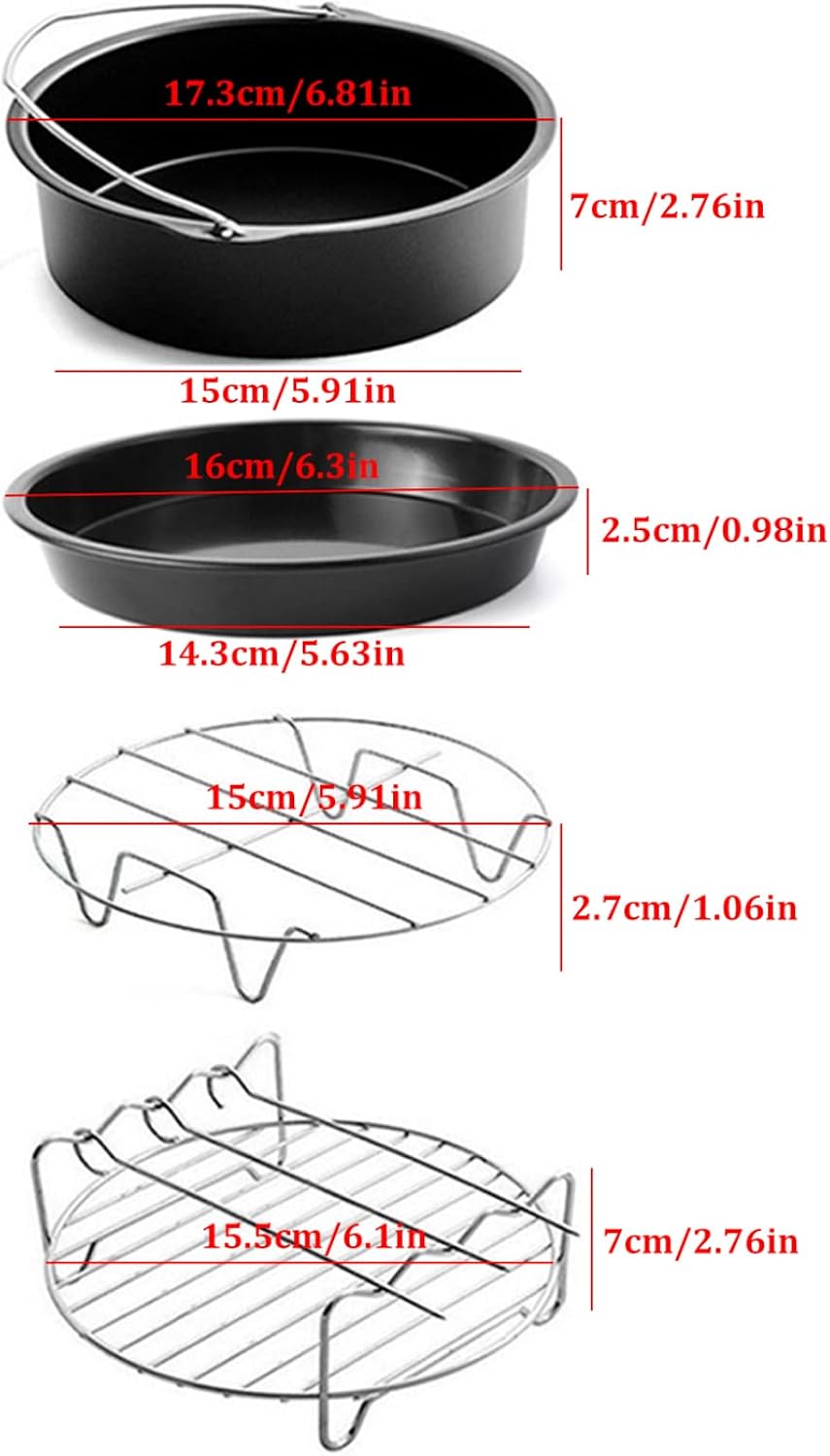 Air Fryer Accessory Kit, Air Fryer Accessories with Baking Tray Baking Pan Barbecue Stand Non-Stick Coaster for 6Inch Air Fryer 10PCS, Tower Air Fryer Accessories