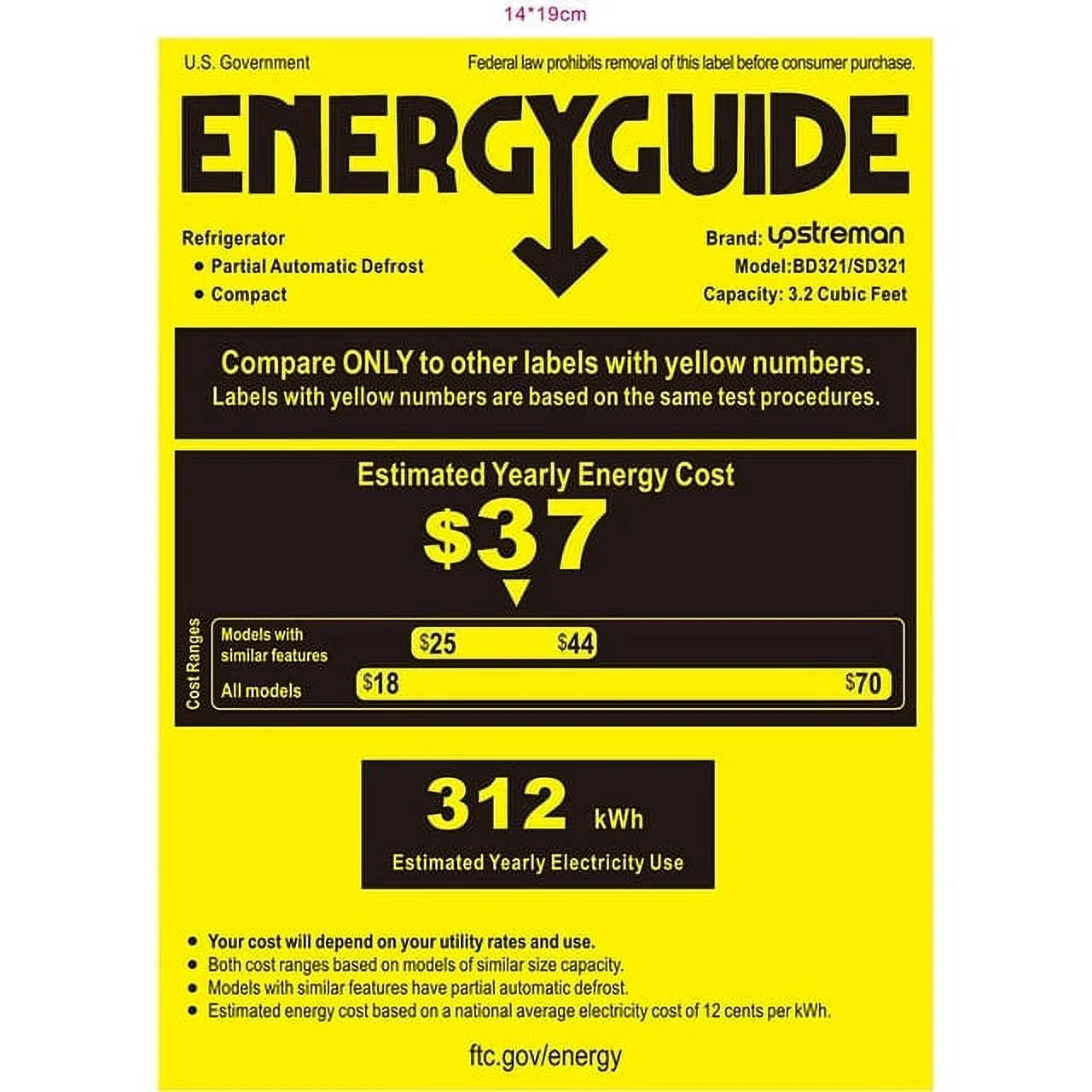 Upstreman 3.2 Cu.ft Mini Fridge with Freezer, Double Door Mini Refrigerator Cooler Dorms Ice