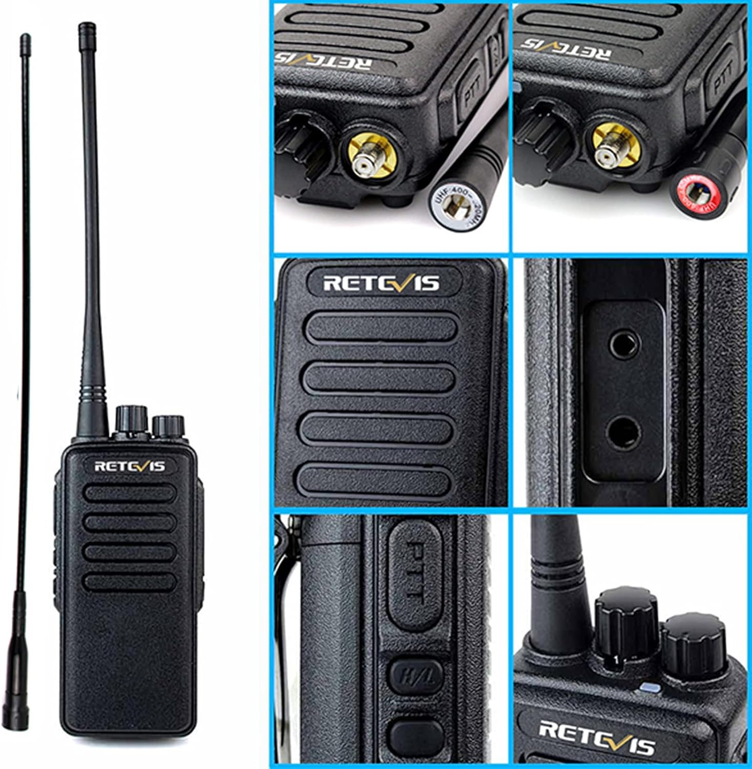 Retevis RT1 Radios Walkie Talkies Long Range,High Power Heavy Duty 2 Way Radio with 3000mAh Rechargeable,VOX Emergency Alarm Walkie Talkies for Adults(4 Pack)