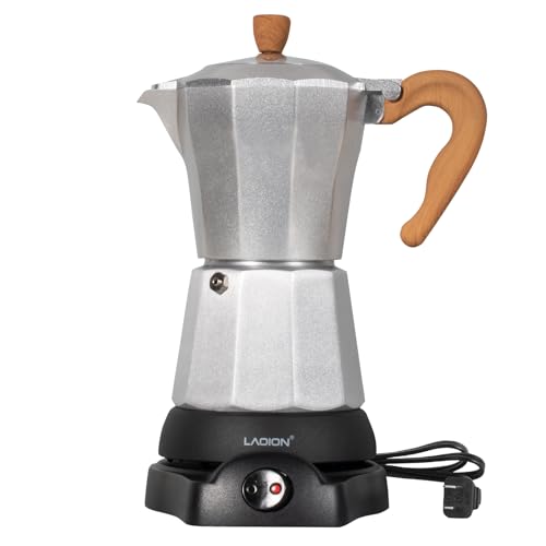 Cuban Coffee Maker, 6 or 3cup Electric Espresso Coffee Maker, Portable Cafeteras Electricas Modernas, Electric Moka Pot with Detachable Base & Overheat Protection, Coffee Gift for Home Travel