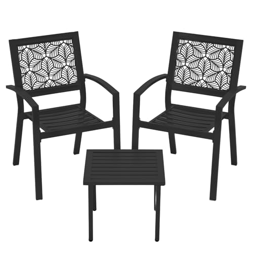 Outdoor Bistro Set for 2, Stackable Modern Porch Furniture Set,Waterproof Patio Furniture Set w/2 Chairs 1 Coffee Table,Bistro Set for Indoor Outdoor Porch Garden Patio Deck,Peacock Blue
