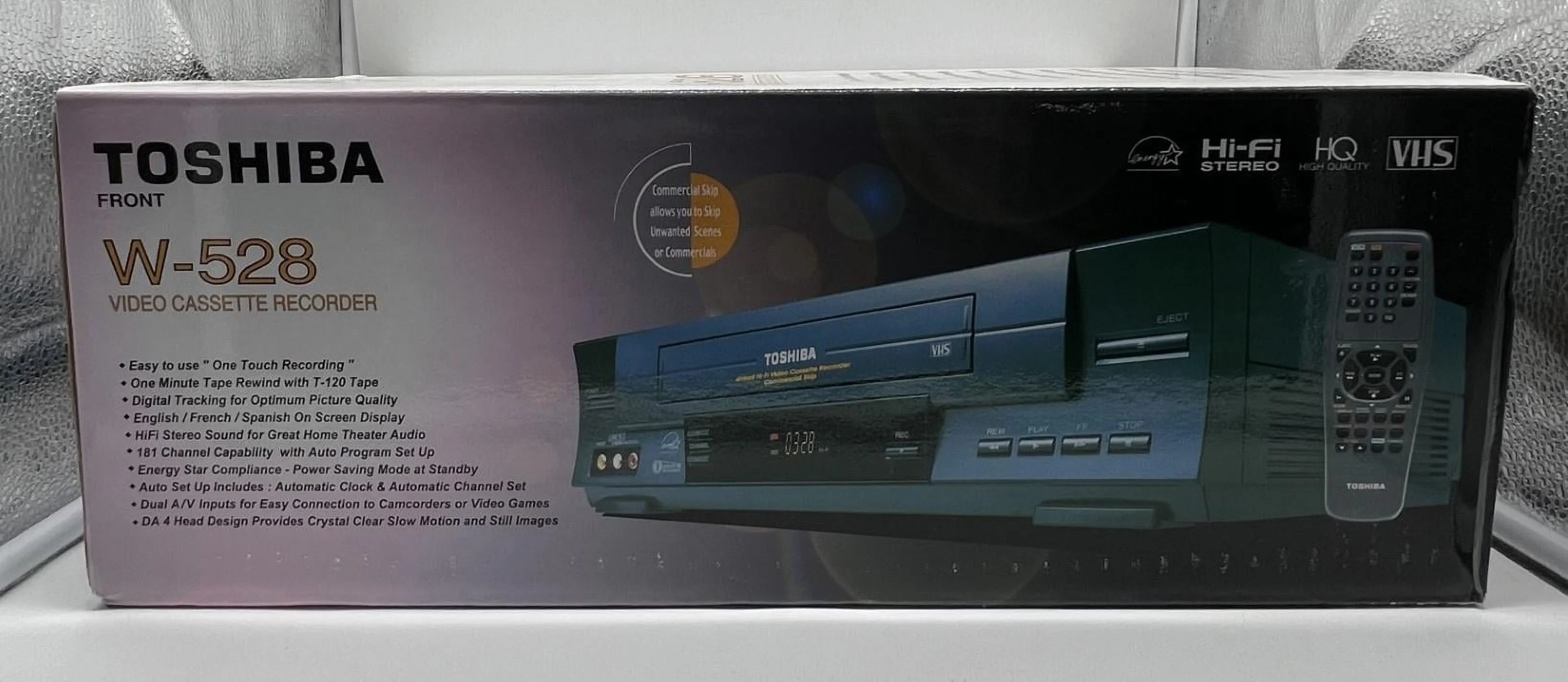 Toshiba W-528 Hi Fi Stereo 4 Head VCR - Black