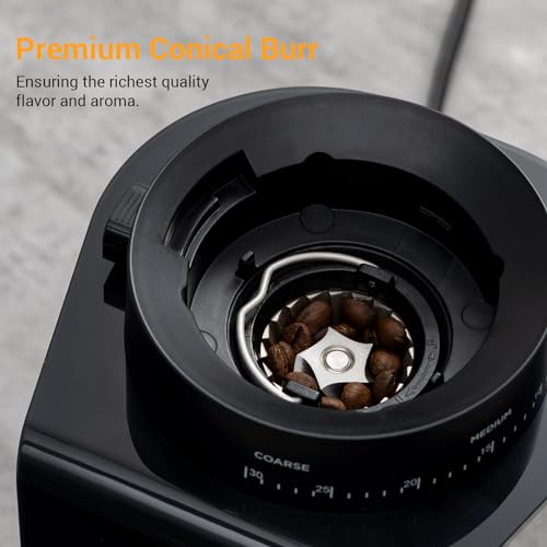Ollygrin Electric Conical Burr Coffee Grinder, Coffee Bean Grinder Stainless Steel with Digital Timer Display, Coffee Bean Burr Mill Grinder with 30 Precise Grind Settings 12 Cups SilverV02S