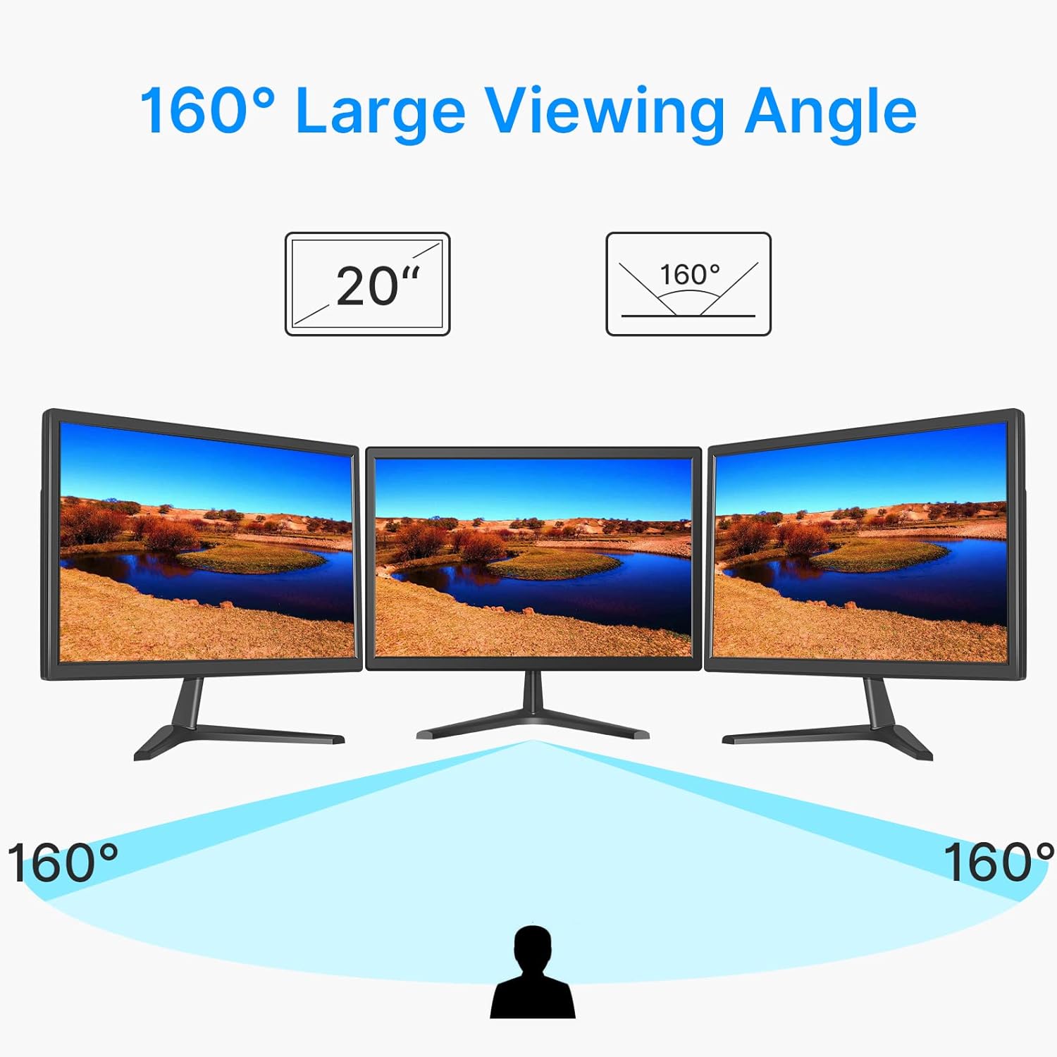 Hiseeu 20 Inch LED Computer Display Monitor HDMI VGA AV USB Interface with 60Hz Built-in Speaker，1440x900，Angle 160°LCD Screen 24/7 Recordin，CCTV Compatible Hiseeu Security Camera System