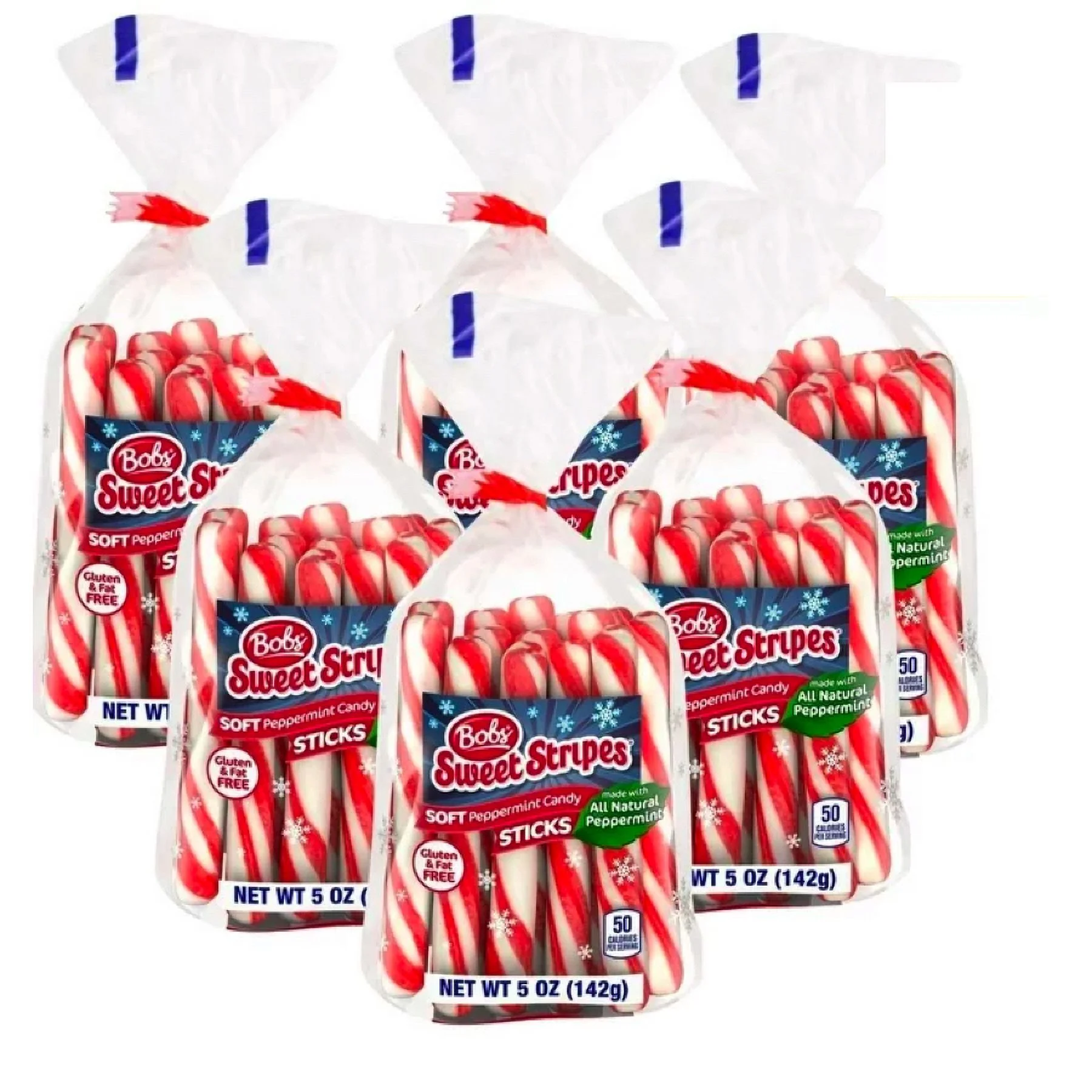 Bob's Sweet Stripes Soft Mint Candy Sticks, 5oz Fat-Free Gluten-Free Peppermint Flavored Christmas Candies Party Goodies Bag Filler Stocking Stuffer - 6 Bags Treat & Essentials Tote Bag