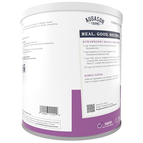 Augason Farms Freeze Dried Sliced Strawberries Can - Gluten Free Snack for Baking, Smoothies, and Emergency Storage - Healthy Individual Fruit Snacks – 6.5 Ounces (18 Servings)