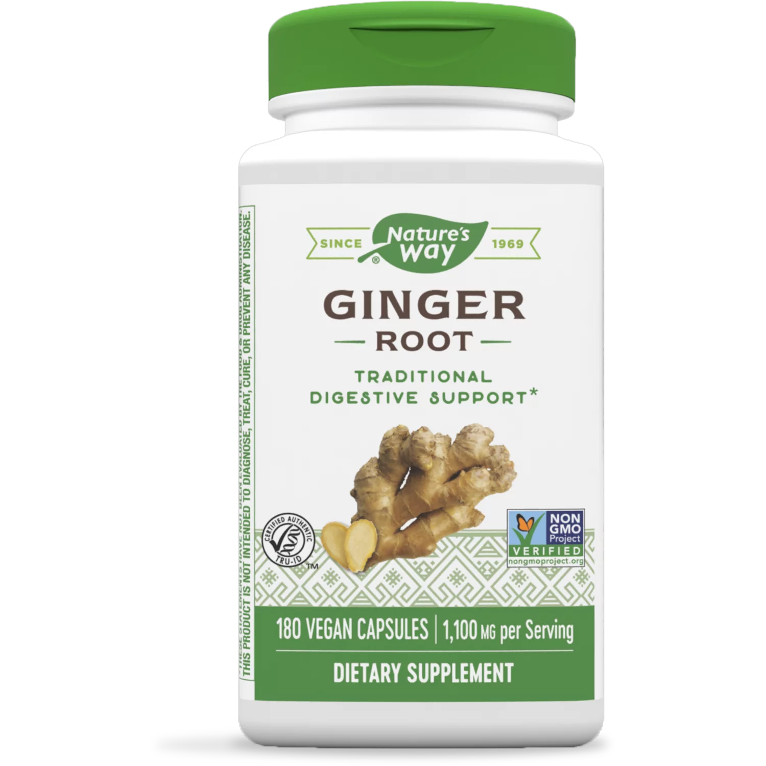 Nature's Way Ginger Root, Traditional Digestive Support*, 1110 mg Per Serving, Non-GMO Project Verified, 180 Capsules