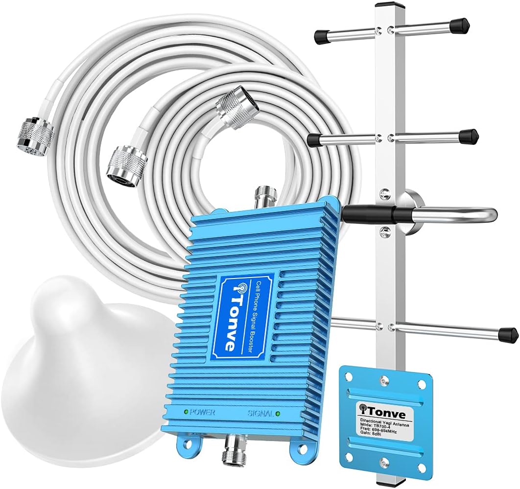 Cell Phone Booster for Home Up to 3,000 sq ft Cell Booster Antenna kit Boosts 5G 4G LTE Signal Amplifier for Support-Verizon, AT&T & More Band12/13/17 Cell Phone Signal Booster, FCC Approved
