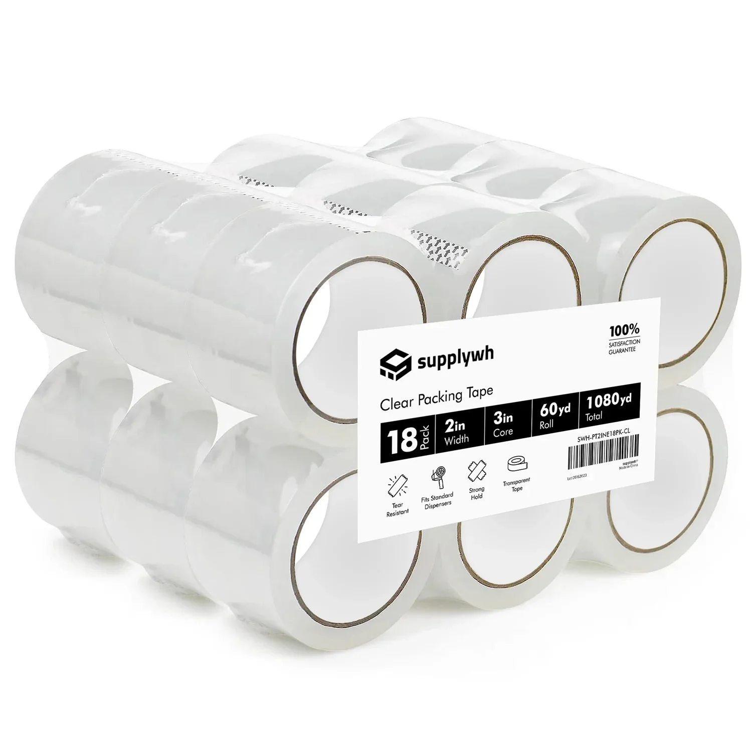 supplywh Packing Tape –3-inch Core Packing Tape Rolls – Clear Tape Rolls for Packing, Shipping, Mailing – Ultra-Strong Sealing – Packing Tape Refills for Standard Dispensers – Economy