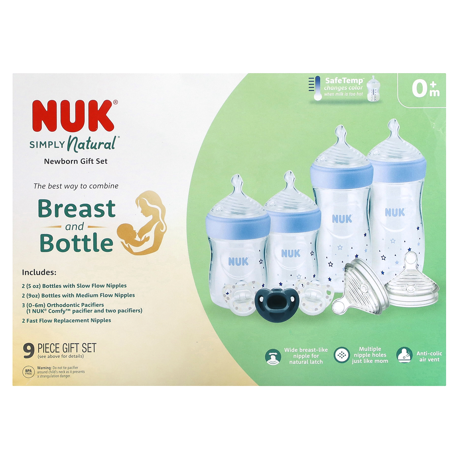 NUK Simply Natural Bottle Gift Set - Blue - 9pc