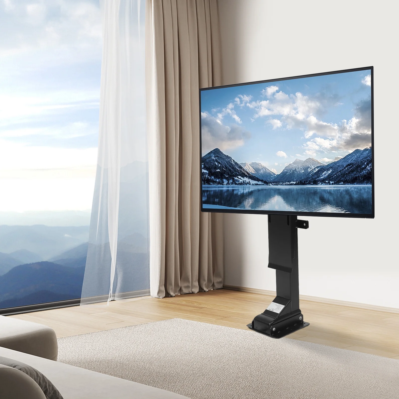 Aiqidi Swivel Motorized TV Lift 3.28Ft Stroke Motorized TV Mount w/Remote, Height Adjustable 32-70in, Load 176.4lb, Swivel L/R 45°