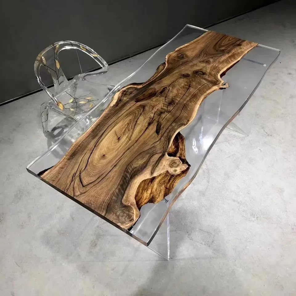 Custom Made Live Edge with Clear Resin Table Epoxy Dining Table Coffee Table End Table Bar Counter Top Living Room Table Wall Art Wooden Table (16.5
