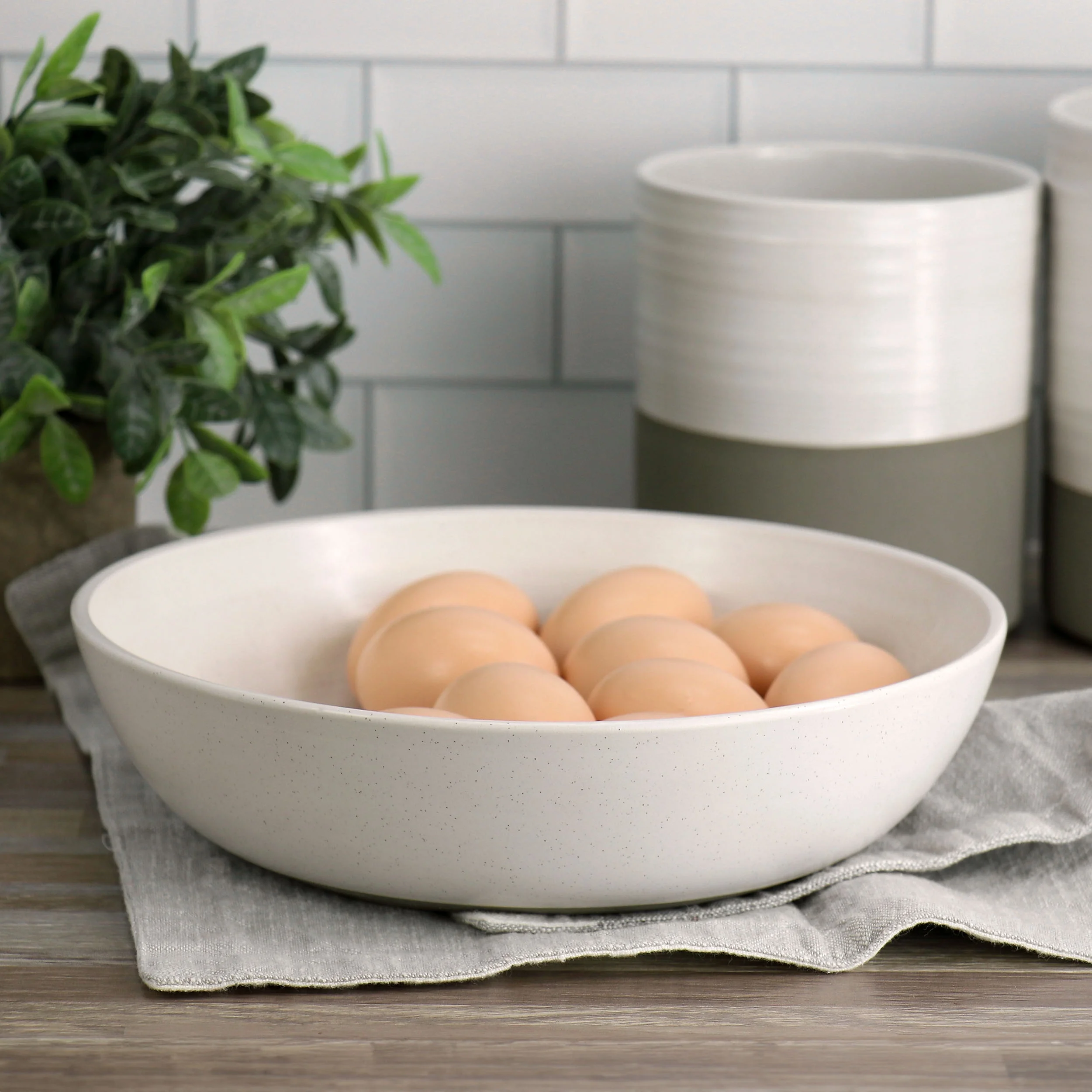 Bee and Willow Milbrook 10 Inch Stoneware Serving Bowl in White Speckle