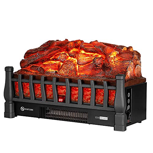 VIVOHOME 23 Inch 120V 1400W Portable Electric Fireplace Insert Log Heater with Realistic Ember Bed and Remote Controller Black