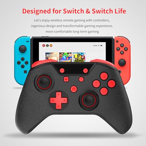 Switch Controller, Wireless Controller Compatible Nintendo Switch/Switch OLED/PC/Android/IOS with Turbo Motion Vibration (Black)