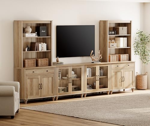 WAMPAT Entertainment Center with Bookshelves for TVs up to 75