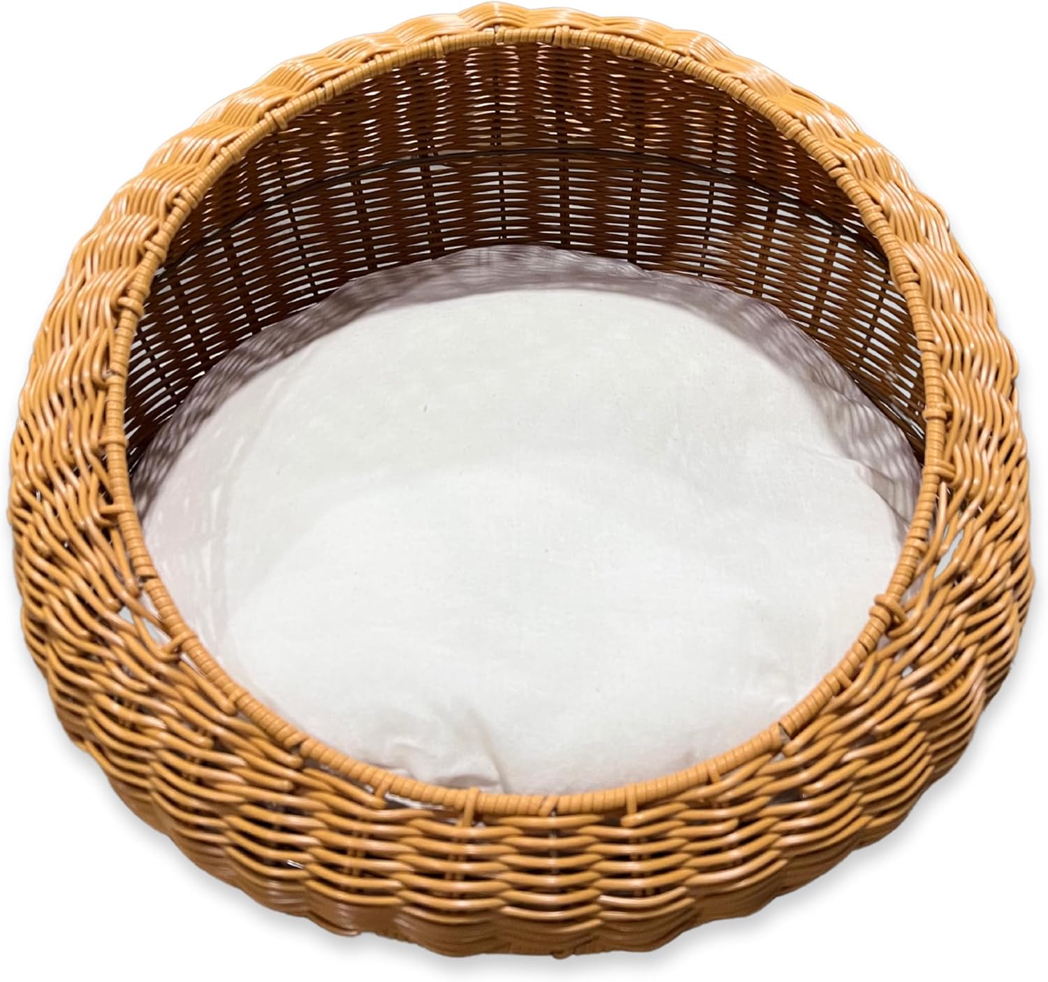 Poly Rattan Pet Bed Basket/Shelter for Small Cats & Dogs - Soft, Removable, Washable Cushion, Durable - Stylish Indoor/Outdoor All-Season Comfortable Lounger for Small to Medium Pets