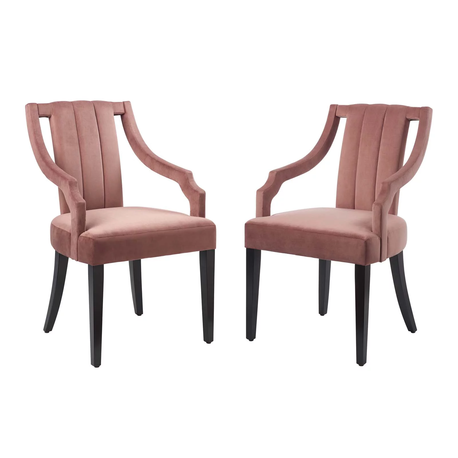 Modway Virtue Performance Velvet Dining Chairs - Set of 2 in Dusty Rose