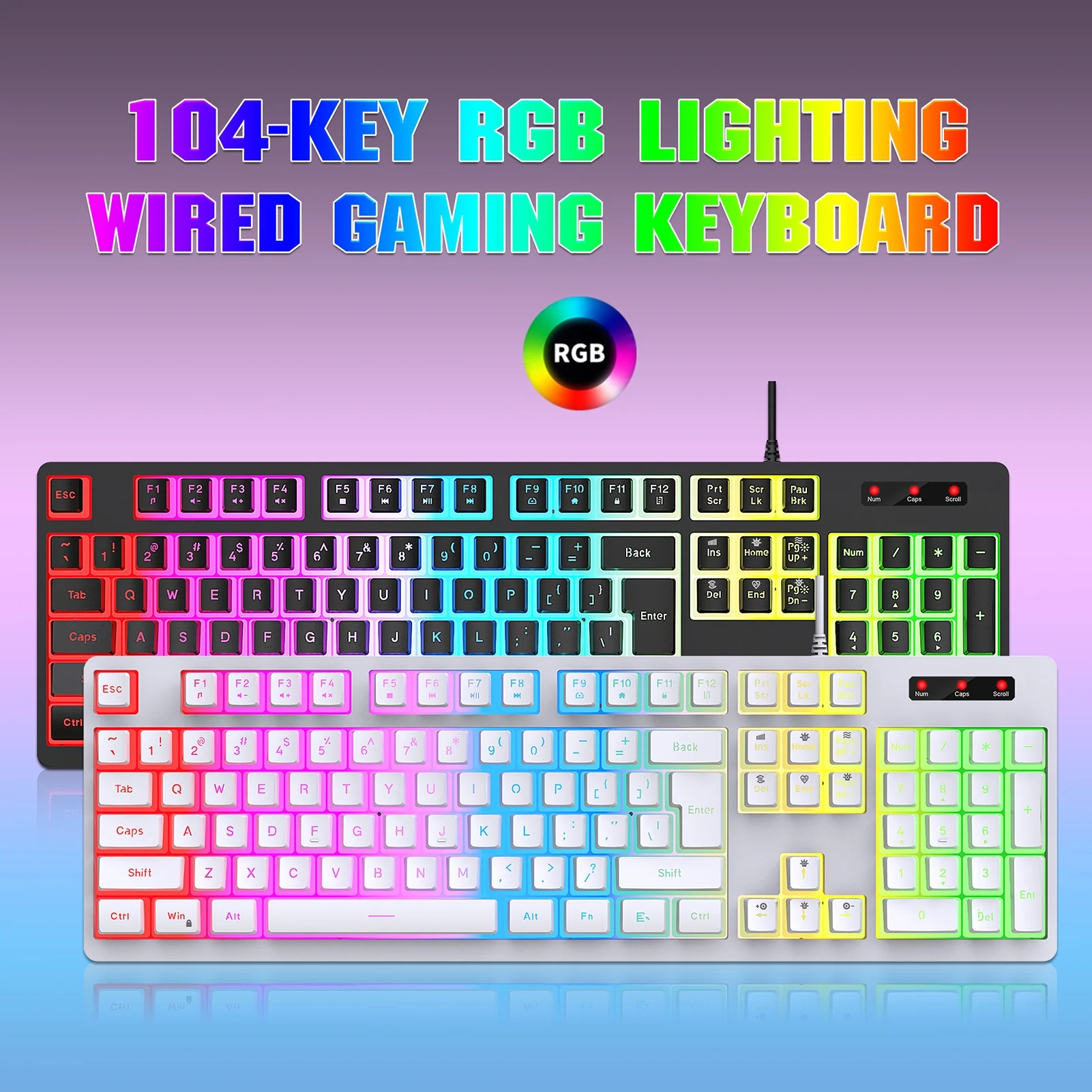 Walmeck  L200 RGB Keyboard 104- Wired Gaming Keyboard Backlit  Keyboard Mechanical Keyboard RGB Backlit Gaming Keyboard USB Wired   with ABS Pudding Keycaps for PC-connected TV And Compatible with W