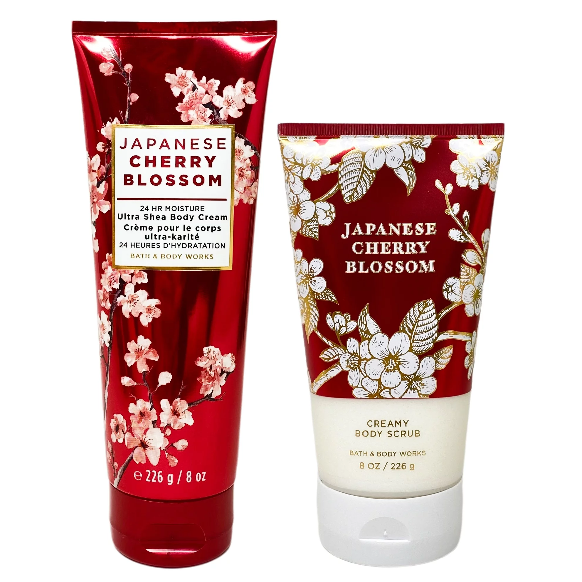 Bath and Body Works Japanese Cherry Blossom 2 Piece Gift Set - Body Cream and Body Scrub