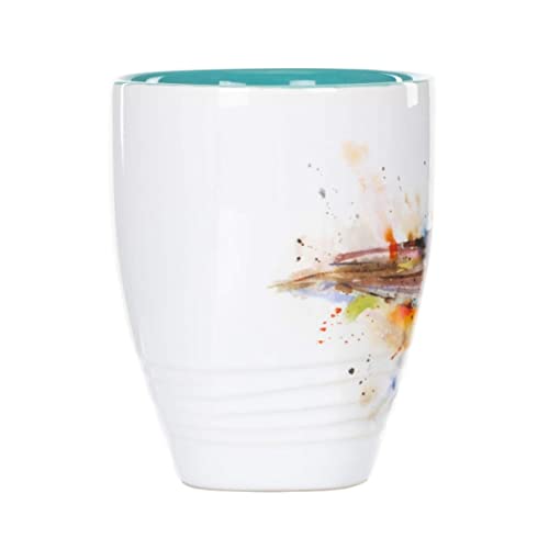 Dean Crouser Cardinal Watercolor Red On White 16 Ounce Glossy Stoneware Mug With Handle