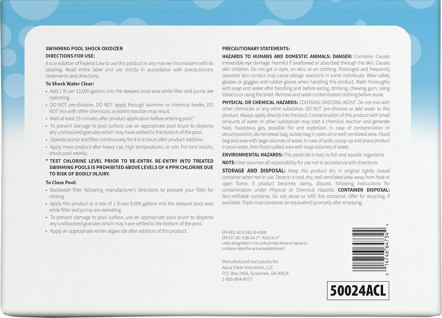 Pool Products Pool Shock 24x1 lb.