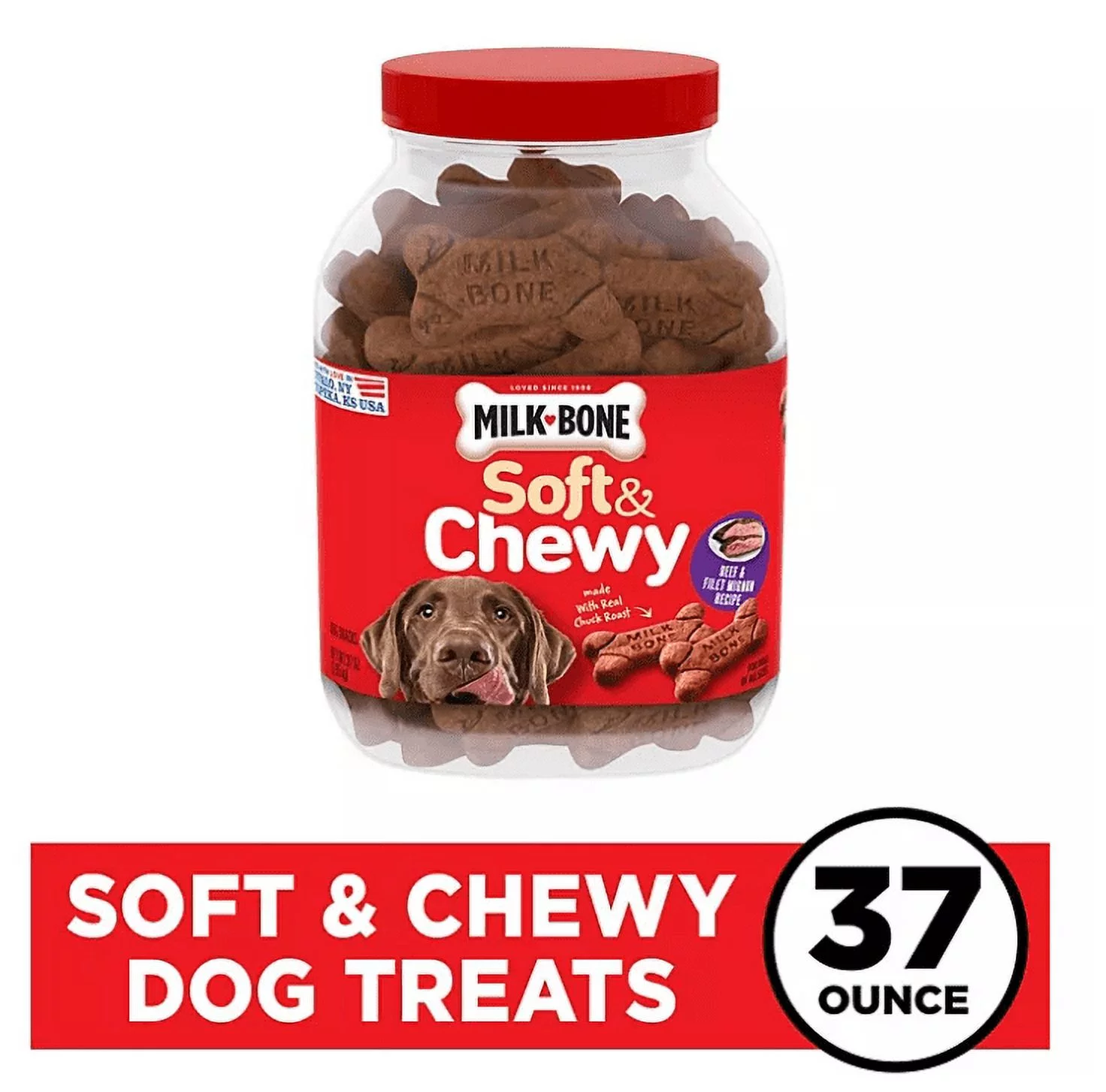 New Milk-Bone Soft & Chewy Dog Snacks, Beef & Filet Mignon Recipe (37 oz.)