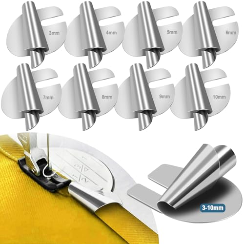 TIGARI Sewing Rolled Hemmer Foot, 7/8/9/10mm Rolled Hem Presser Foot, 4 Sizes Wide Hemming Machine Rolled Hem Pressure Foot Hand industrial Sewing Machine Sewing Accessories