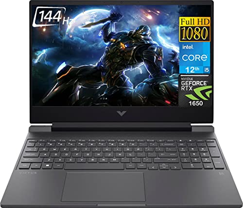 HP 2022 Newest Victus Gaming Laptop, 15.6 Inch FHD 144 Hz Display, Intel-Core i5-12450H, 32GB RAM, 512GB SSD, NVIDIA GeForce GTX 1650, Wi-Fi 6, Windows 11 Home, Bundle with JAWFOAL