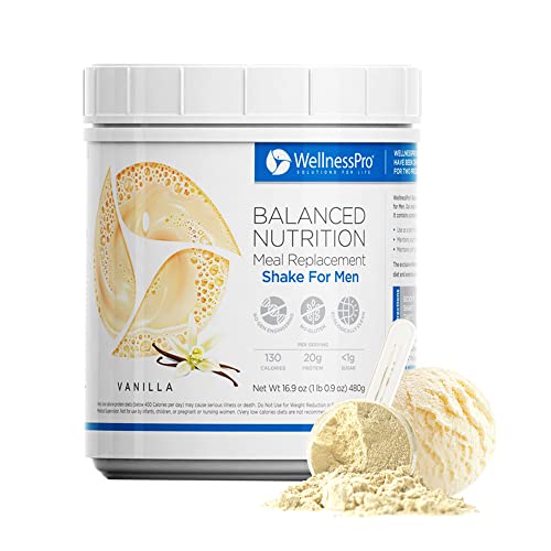 Mens Balanced Nutrition Meal Replacement Shake, Shake & Smoothie Powder Specific Formula for Men, 15 Servings, Vanilla Flavor, Gluten Free, 20g Protein Per Serving