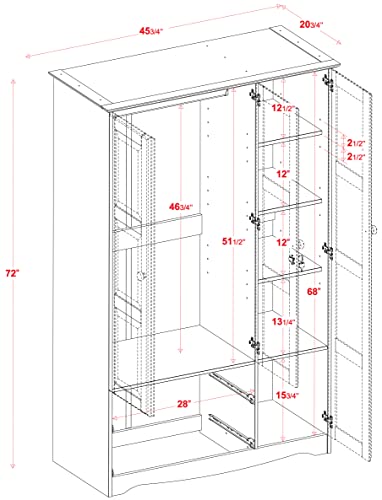 Palace Imports 100% Solid Wood Grand Armoire Wardrobe Closet, Java, 45.75