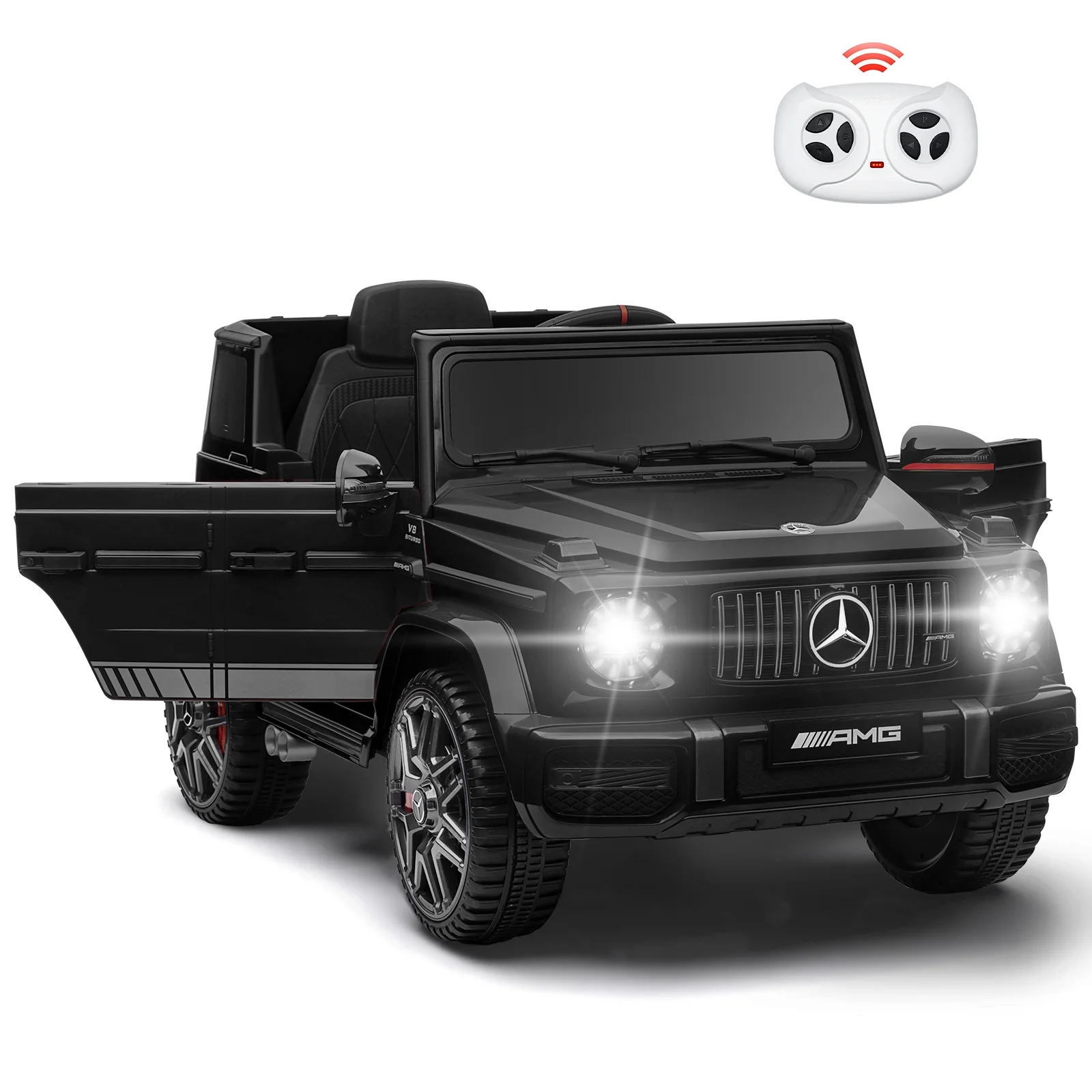 TEOAYEAH Plus Size Licensed Mercedes-Benz G63 Kids Ride on Car with Parent Remote, 12 V 10Ah, Wireless Music, Suspension System, Ideal Gift to Kids, Black