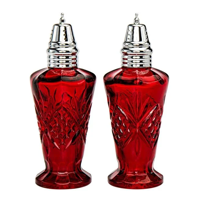 Godinger  Dublin Crystal Red Salt & Pepper Shaker Set
