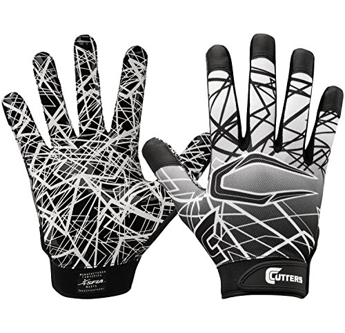 Cutters Game Day No Slip Football Gloves - Receiver Glove with High Tack Silicone Grip - Superior Support and Protection for All Ages - Adult