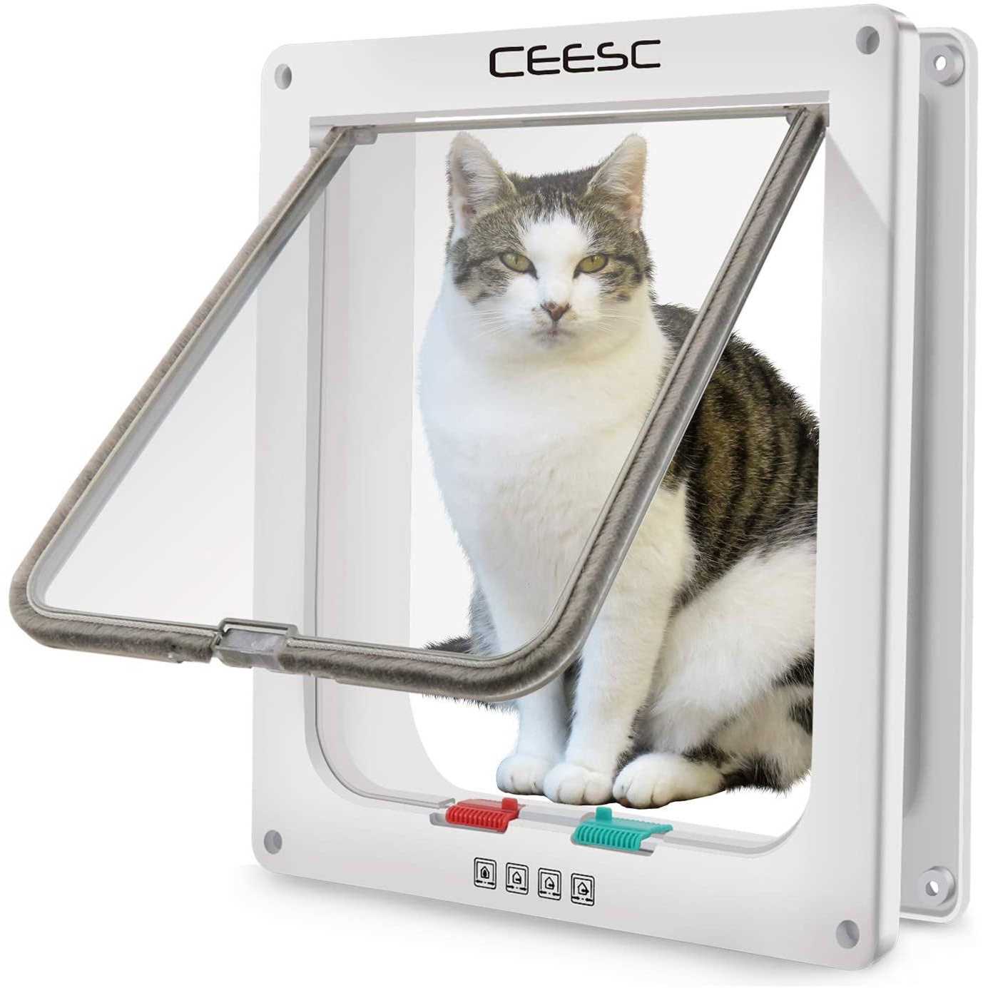 CEESC Extra Large Cat Door 4 Way Locking Large Cat Door for Interior Exterior Doors - Pet Supplies online store