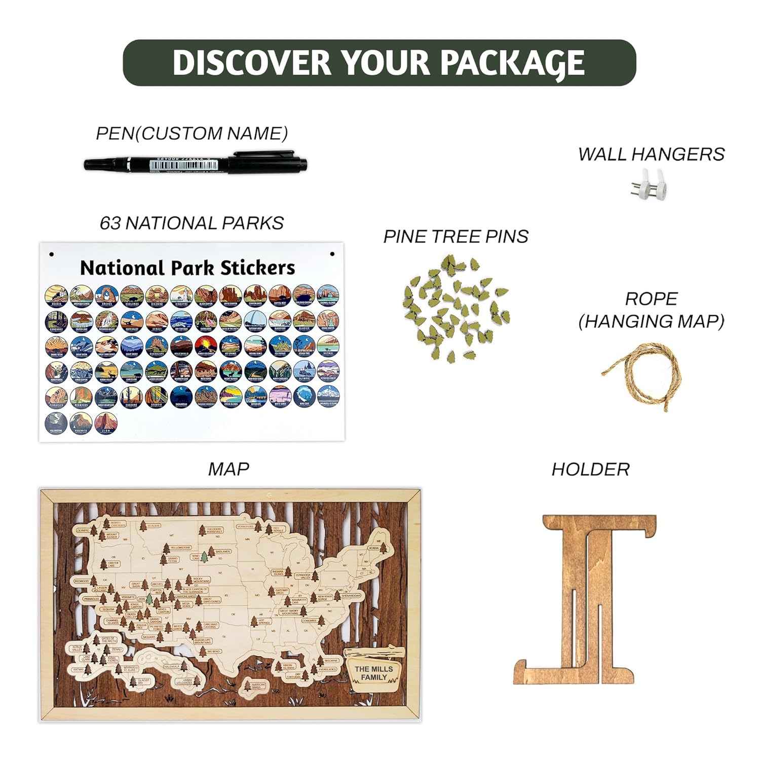 US National Parks Map, National Park Travel Map, National Park Tracker Checklist, National Parks Wall Art, Traveler Gifts For Mom, Dad, Teacher, Coworker (National Park 2)