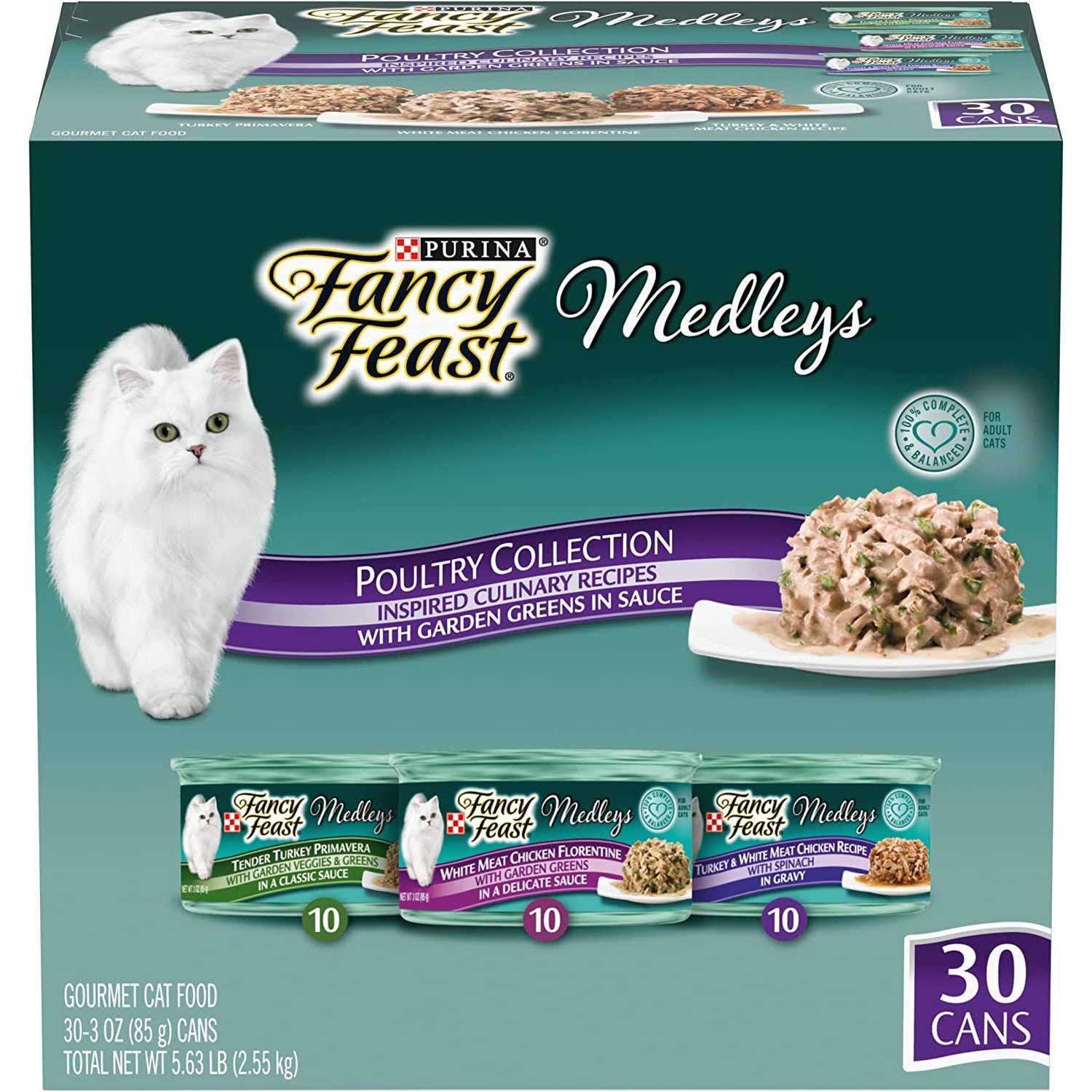 Purina Fancy Feast Wet Cat Food Variety Pack Medleys Poultry Collection with Garden Greens in Sauce - Pet Supplies online store
