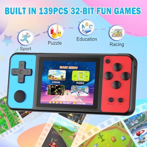 Beico 32 Bit Kids Handheld Games Preloaded 139 Video Games,Portable Electronic Toys with 3.0