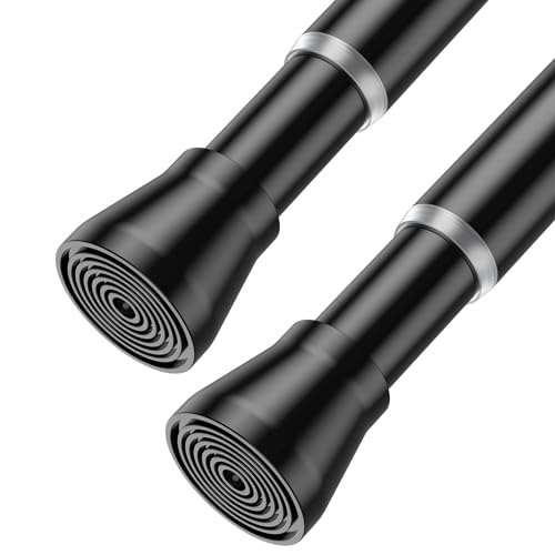 AIZESI 2pcs Sliver Small Tension Rod 12 to 20 Inch Adjustable Tension Curtain Rod Mini Closet Rod Spring Rod No Drilling Short Tension Rods for Windows, Cupboard, Kitchen Cabinets, Refrigerator