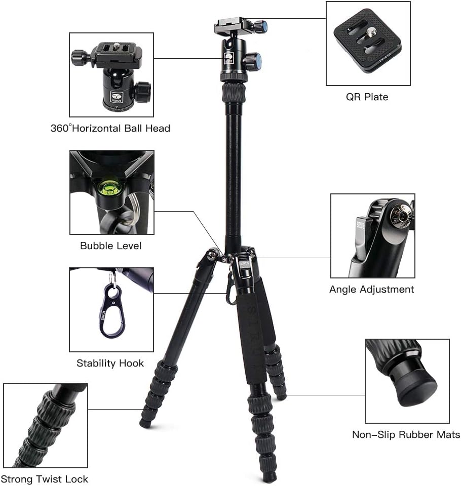 SIRUI Compact Traveler 5A DLSR Travel Tripod with 360° Panorama Ball Head (Aluminum 5A)